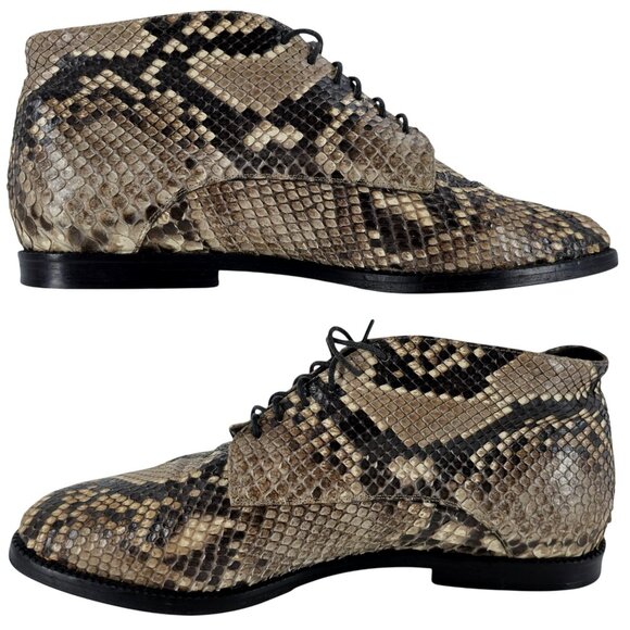 Carel Paris Italy Exotic Snakeskin Leather Ankle Chukka Boots Womens 6.5 Booties - Picture 5 of 11